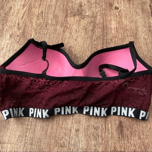 Victoria's Secret Pink Maroon Bra Size Medium - Picture 2 of 4